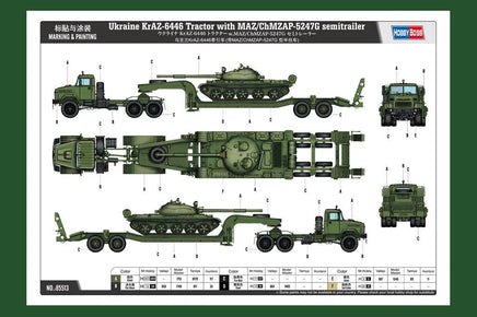 1/35 Hobby Boss Ukraine KrAZ-6446 Tractor with MAZ/ChMZAP-5247G Semitrailer 85513 - MPM Hobbies