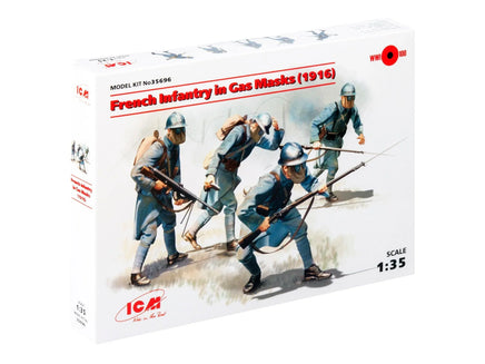 1/35 ICM French Infantry in Gas Masks (1916) 4 Figures 35696 - MPM Hobbies