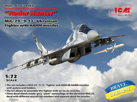 1/72 ICM MiG-29 “9-13” Ukrainian Fighter with Harm Missiles 72143 - MPM Hobbies