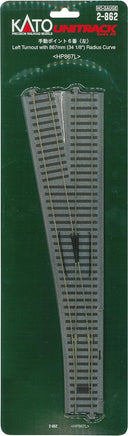 HO Kato Unitrack #6 492mm (19 3/8") Manual Left Turnout with 867mm (34 1/8") Radius Curve 2862 - MPM Hobbies