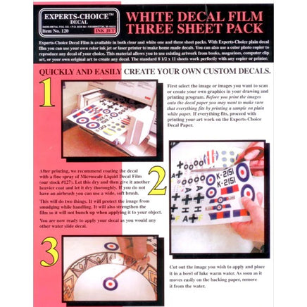 Bare-Metal Foil 3 pk White Inkjet Decal Film 8 1/2 x 11 - 120
