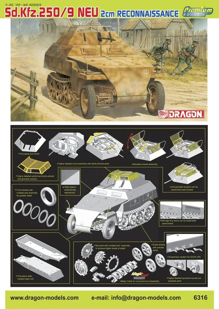 Dragon Sd.Kfz.250/9 Neu 2 cm Recon. Prem. Edition, 1/35 (Neu (gemäss