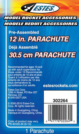 Estes Rockets 12 inch Printed Parachute 2264 - MPM Hobbies