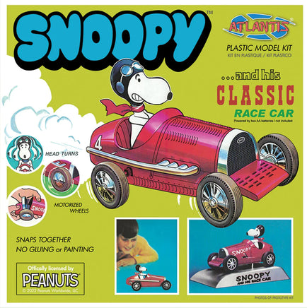 Atlantis Models Snoopy and his Classic Race Car Motorized Snap - 6894 - MPM Hobbies
