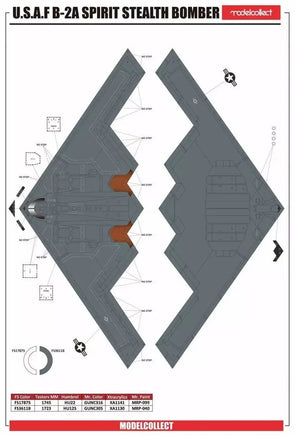 1/72 ModelCollect USAF B-2A Spirit Stealth Bomber with Mop GBU-57 - 72206 - MPM Hobbies