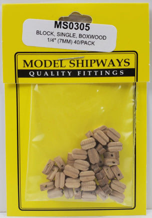 Model Shipways - 1/4" (7mm) Walnut Single Sheave Block 40 pcs - 305 - MPM Hobbies