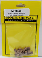 Model Shipways - 3/16" (5mm) Walnut Triple Sheave Block 20 pcs - 346 - MPM Hobbies