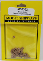 Model Shipways - 1/8" (3mm) Walnut Single Sheave Block 40 pcs - 302 - MPM Hobbies