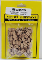 Model Shipways - 1/4" (7mm) Walnut Single Sheave Block 150 pcs - 305BW - MPM Hobbies