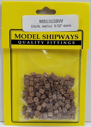 Model Shipways - 5/32" (4mm) Walnut Single Sheave Block 150 pcs - 303BW - MPM Hobbies