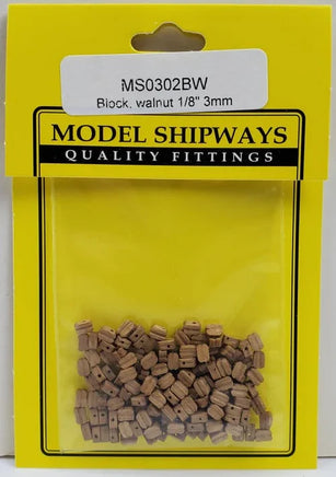 Model Shipways - 1/8" (3mm) Walnut Single Sheave Block 150 pcs - 302BW - MPM Hobbies
