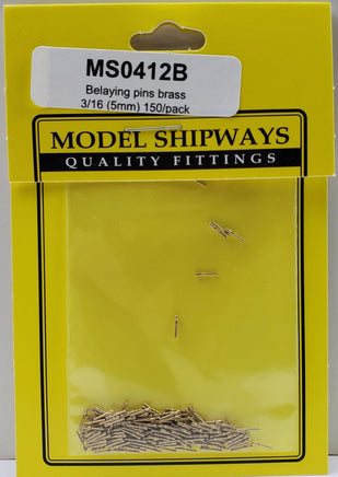 Model Shipways - 3/16" (5mm) Brass Belaying Pin 150 pcs - 412B - MPM Hobbies
