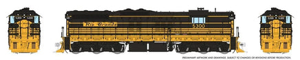 HO Rapido EMD SD7 (DC/Silent): Rio Grande - Bumble Bee: #5300 - 50205