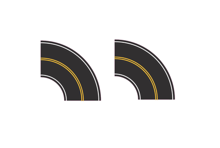 N Easy Streets Fresh Asphalt Tight Turn - No Passing (Qty 2) 325-2000