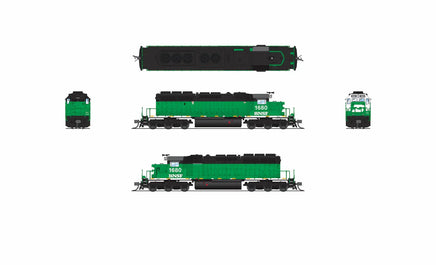 N Broadway Ltd EMD SD40-2 BNSF 1680 BN Black/Green/White w/Patch Paragon4 Sound/DC/DCC 9462
