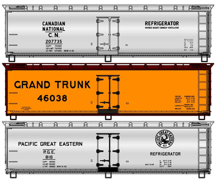 HO Accurail 40' Wood Refrigerator Car 3-Car Set (CN, GT, PGE) 8180