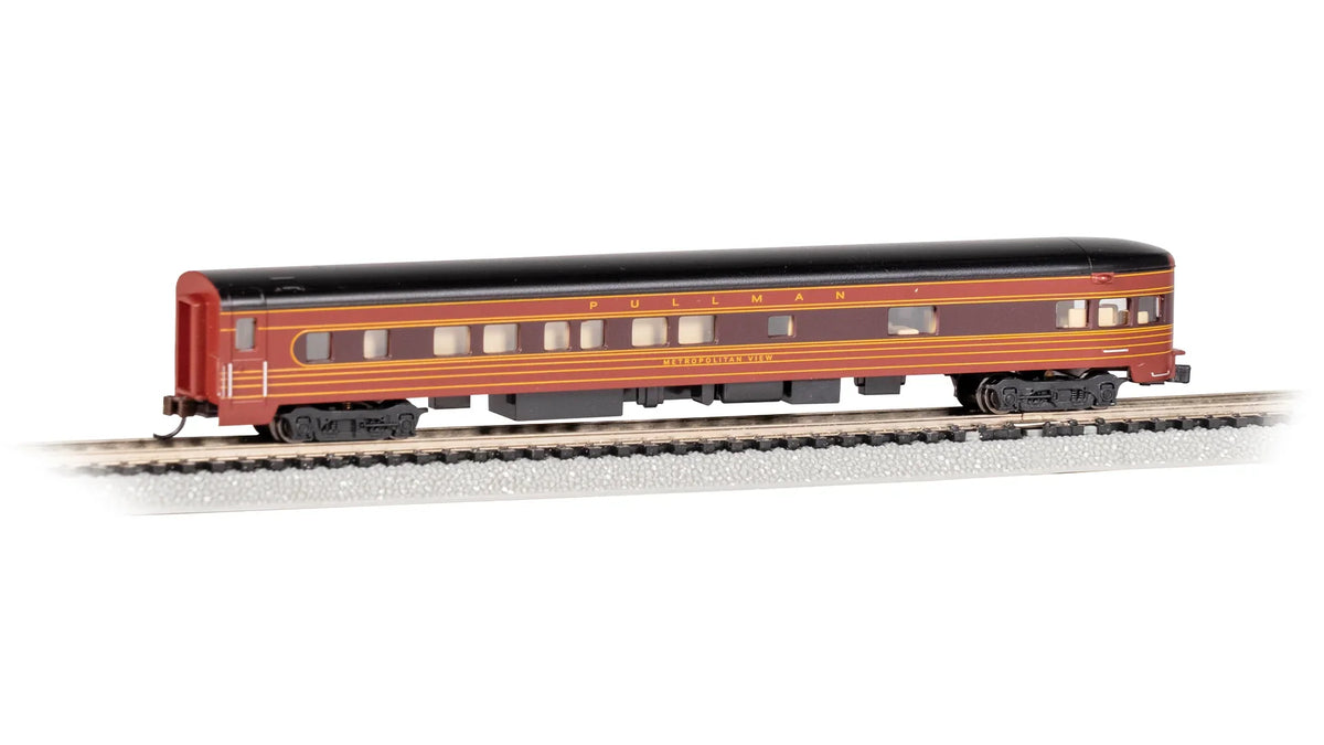 Vagone Osservazione Scala N Bachmann – B&O 85' Smooth Side, Illuminazione LED, Ruote Metalliche