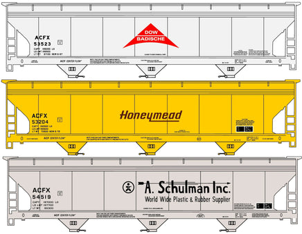 HO Accurail Private Owner ACF Covered Hopper 3-Car Set 8176 - MPM Hobbies