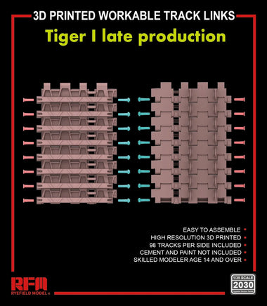 1/35 Ryefield Models 3D Printed Workable Track Links for Tiger I Late Production 2030