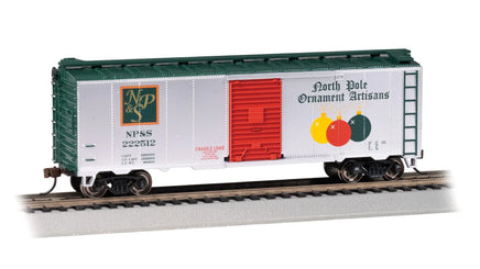 HO Bachmann 40' Boxcar - Christmas NP&S North Pole Ornament Artisans 16024