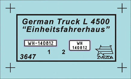 1/35 Zvezda German Heavy Truck "Einheitsfahrerhaus" L-4500 3647