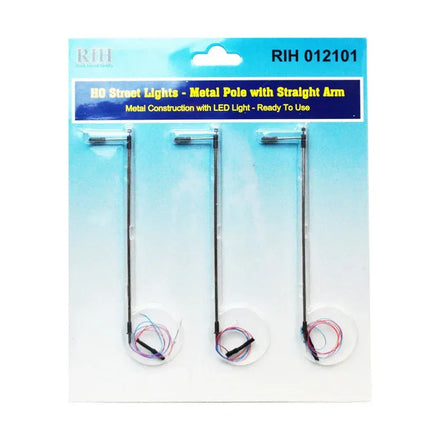 HO Rock Island Street Lights - Metal Pole with Straight Arm (2pcs) 12101