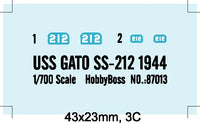 1/700 Hobby Boss USS Gato SS-212 (1944) 87013 - MPM Hobbies