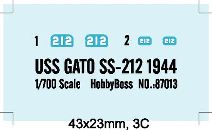 1/700 Hobby Boss USS Gato SS-212 (1944) 87013 - MPM Hobbies