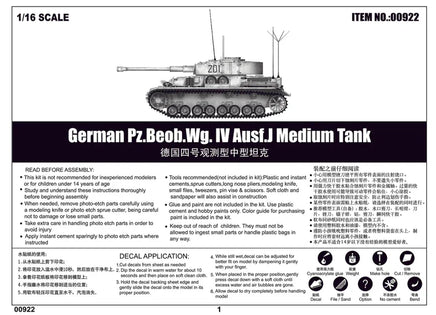 1/16 Trumpeter German Pz.Beob.Wg. IV Ausf.J Medium Tank - 00922 - MPM Hobbies