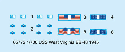 1/700 Trumpeter USS West Virginia BB-48 1945 05772 - MPM Hobbies