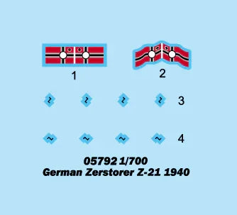 1/700 Trumpeter German Zerstorer Z-21 1940 - 05792 - MPM Hobbies