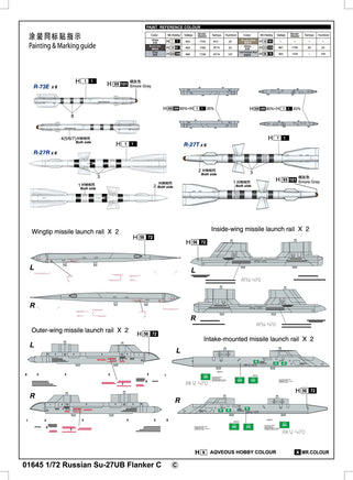 1/72 Trumpeter Russian Su-27UB Flanker C Fighter - 01645 - MPM Hobbies