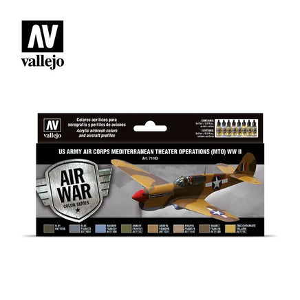 Vallejo 17ml Set of 8 US Army Air Corps Mediterranean Theater Operations (MTO) WWII - 71183 - MPM Hobbies