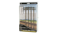 O Scale Woodland Pre-Wired Poles - Double Crossbar 2281 - MPM Hobbies