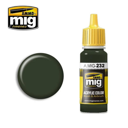 A.Mig-0232 ACRYLIC COLOR RLM 70 Schwartzgrün - MPM Hobbies