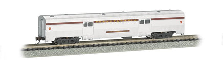 N Scale Bachmann Pennsylvania Silver w/Tuscan Stripe - 72' 2-Door Baggage Car 14652 - MPM Hobbies