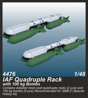 1/48 CMK IAF Quadruple Rack with 100 kg Bombs (2 pcs.) / for SMB-2, Sa ar and Mirage III kits