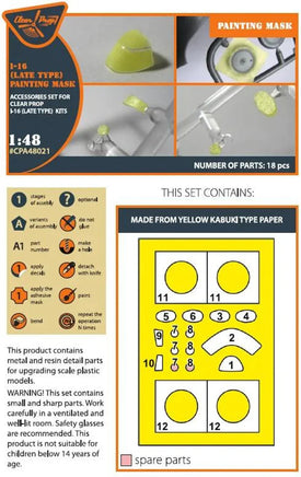 1/48 Clear Prop I-16 (late version) Paint mask for Revell - MPM Hobbies