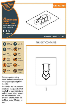 1/48 Clear Prop I-16 vacuum formed canopy (early version) for CP kit - MPM Hobbies