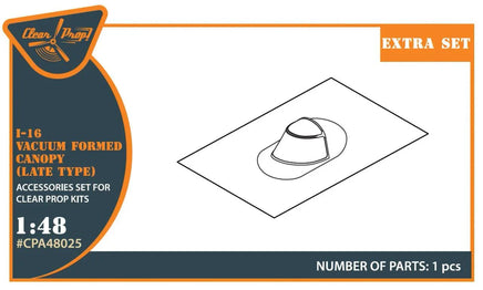 1/48 Clear Prop I-16 Vacuum formed Canopy (Late version) - MPM Hobbies