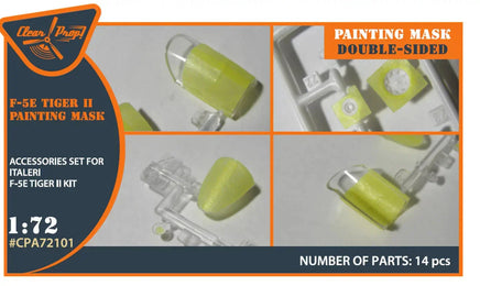 1/72 Clear Prop F-5E Tiger II painting mask on "yellow kabuki paper" for Italeri kits - MPM Hobbies