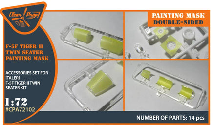 1/72 Clear Prop F-5F Tiger II painting mask on "yellow kabuki paper" for Italeri kits - MPM Hobbies