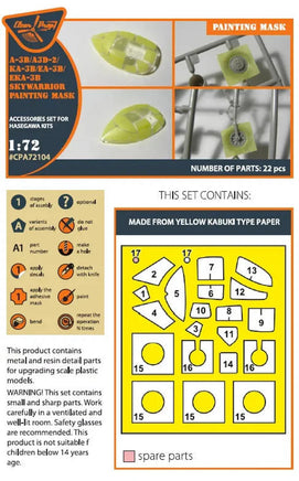 1/72 Clear Prop A-3B painting mask on "yellow kabuki paper" for Hasegawa kits - MPM Hobbies