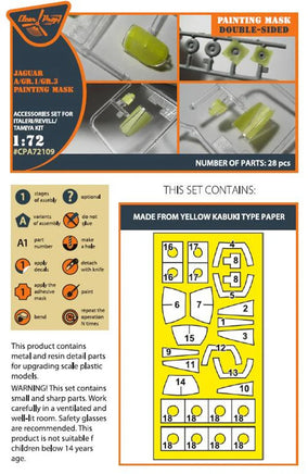 1/72 Clear Prop Jaguar A/GR.1/GR.3 painting mask (Italeri/Revell/Tamiya) - MPM Hobbies