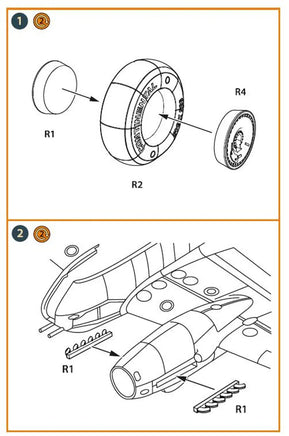 1/72 Clear Prop Me-410 B-1/U2/U4/R4 wheel set and exhaust - MPM Hobbies