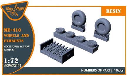 1/72 Clear Prop Me-410 B-1/U2/U4/R4 wheel set and exhaust - MPM Hobbies