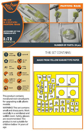 1/72 Clear Prop Me-410 B-1/U2/U4/R4 painting mask (Finemolds) - MPM Hobbies