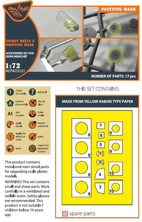 1/72 Clear Prop Fairey Delta 2 painting mask (Dora Wings) - MPM Hobbies