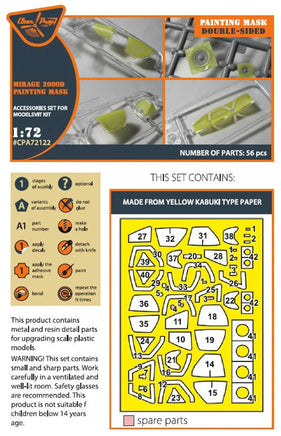 1/72 Clear Prop Mirage 2000D double-sided painting mask (Modelsvit 72075) - MPM Hobbies
