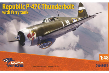 1/48 Dora Wings Republic P-47C Thunderbolt w/Ferry Tank Plastic Model Kit - MPM Hobbies